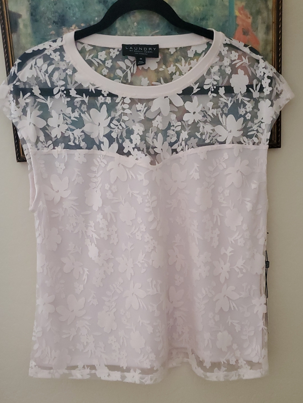 Laundry by Shelli Segal Floral Lace Cap-Sleeve Top - Blush Pink